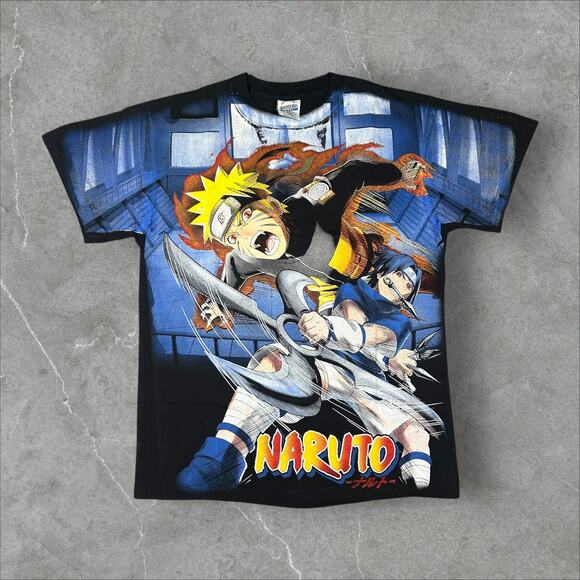 Vintage Naruto Anime AOP All Over Print Size Large Single Stitch Reprint T-Shirt - Picture 1 of 7
